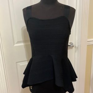 Anthropologie Deletta Medium Petite handkerchief bottom black textured top.